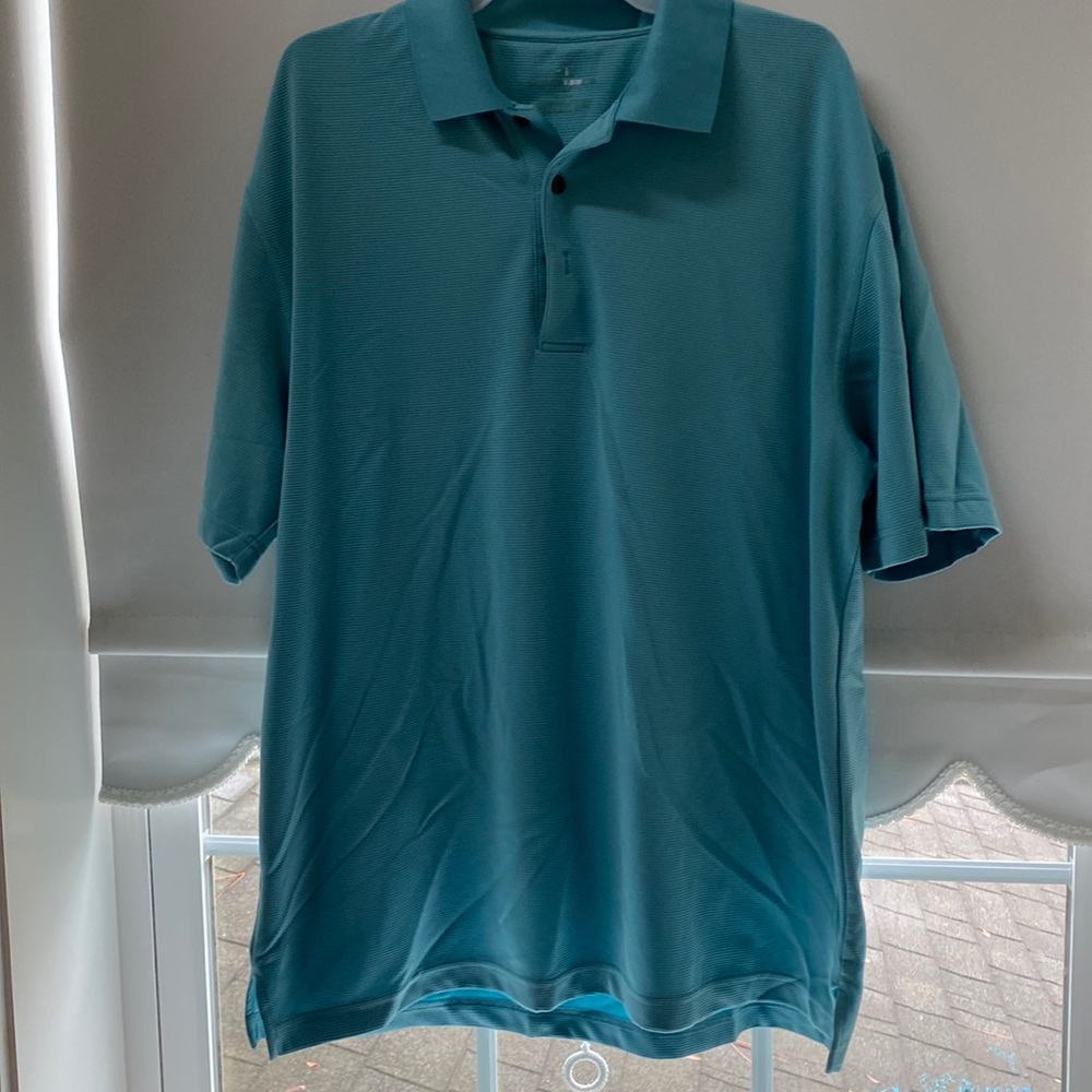 Turquoise button up short sleeve polo shirt size XL